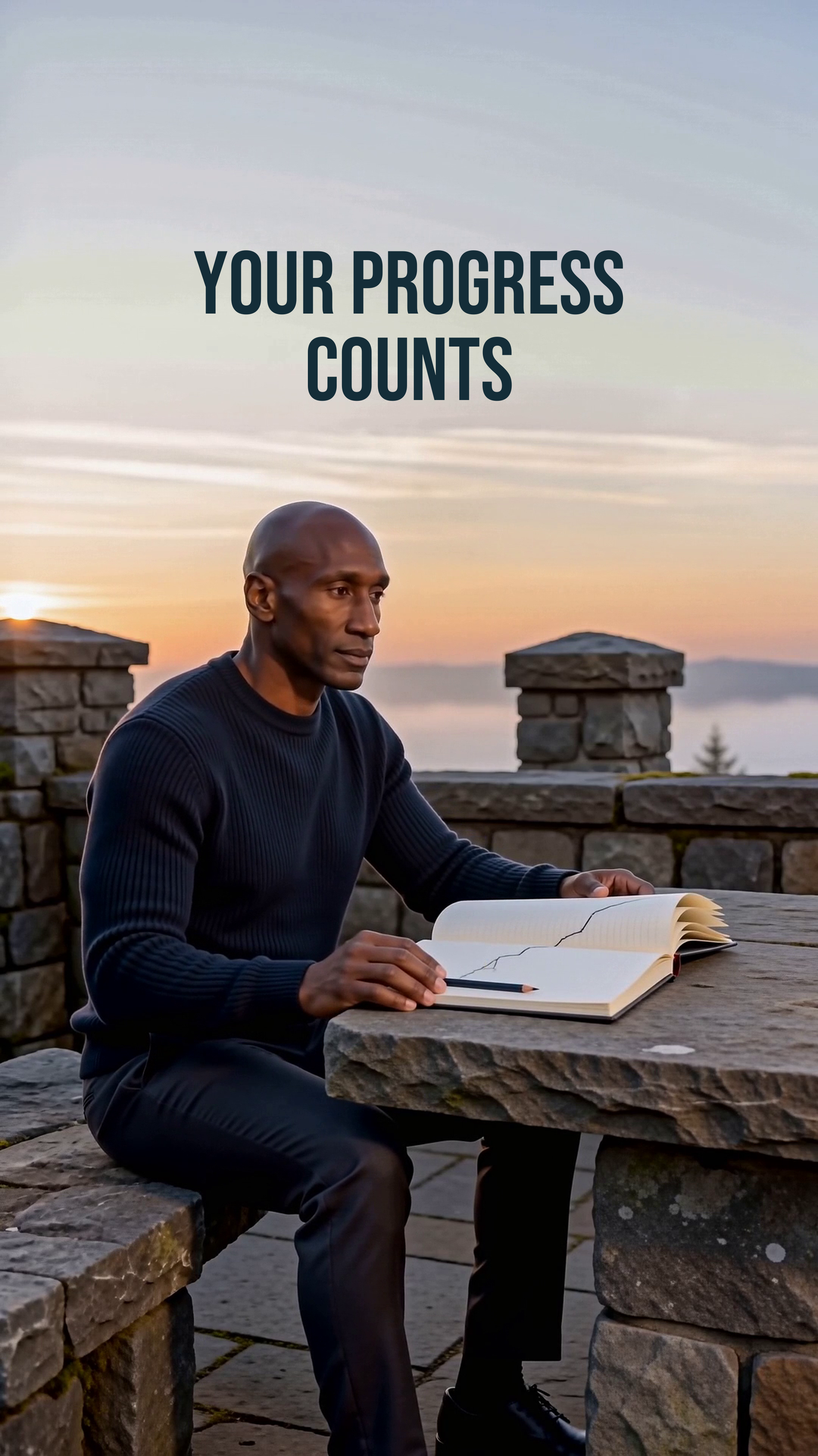 The POP presenter holds a notebook. Existing Short cover: Your progress counts.